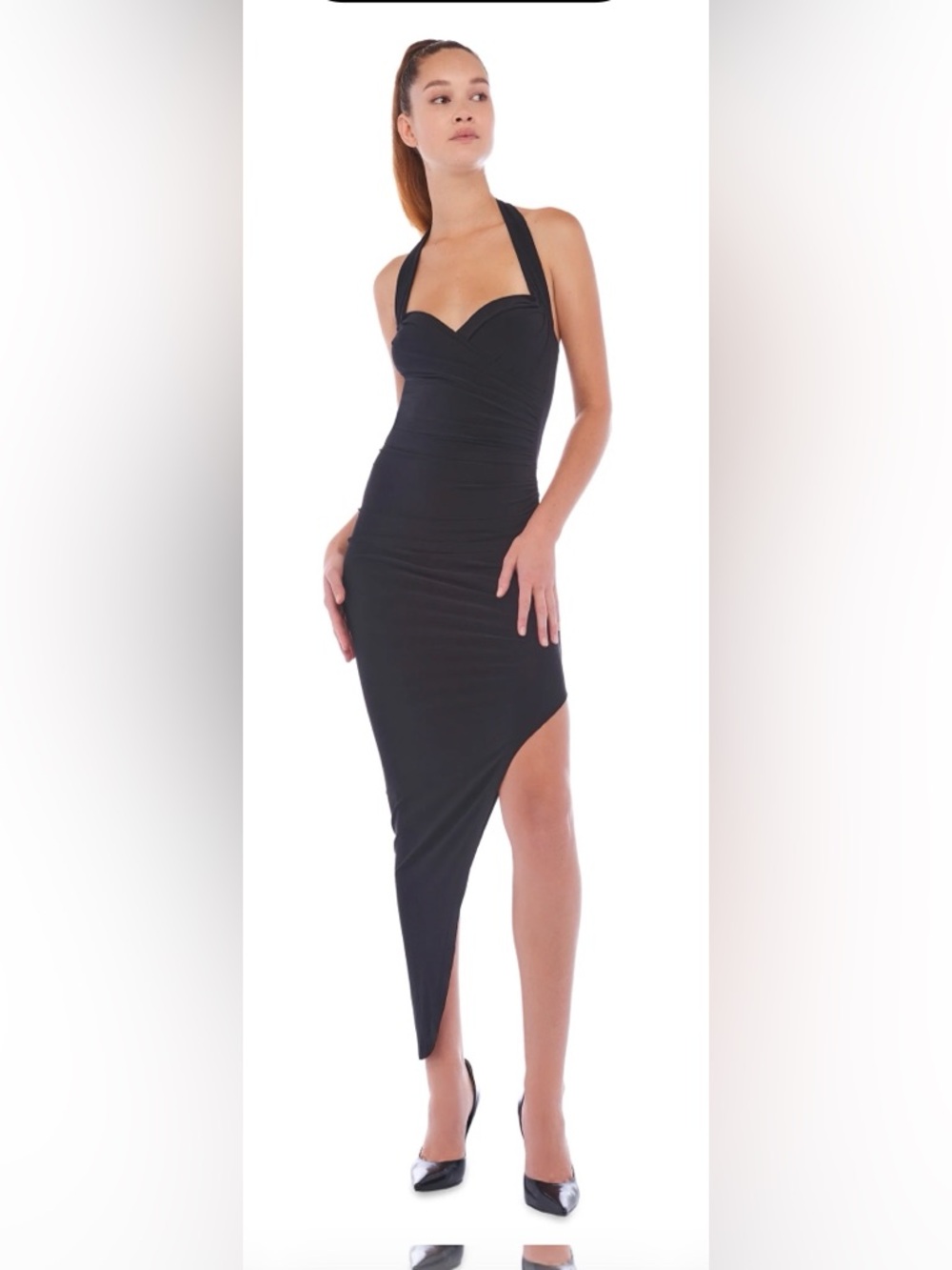 Norma Kamali Black Asymmetrical Halter   Cayla Dress